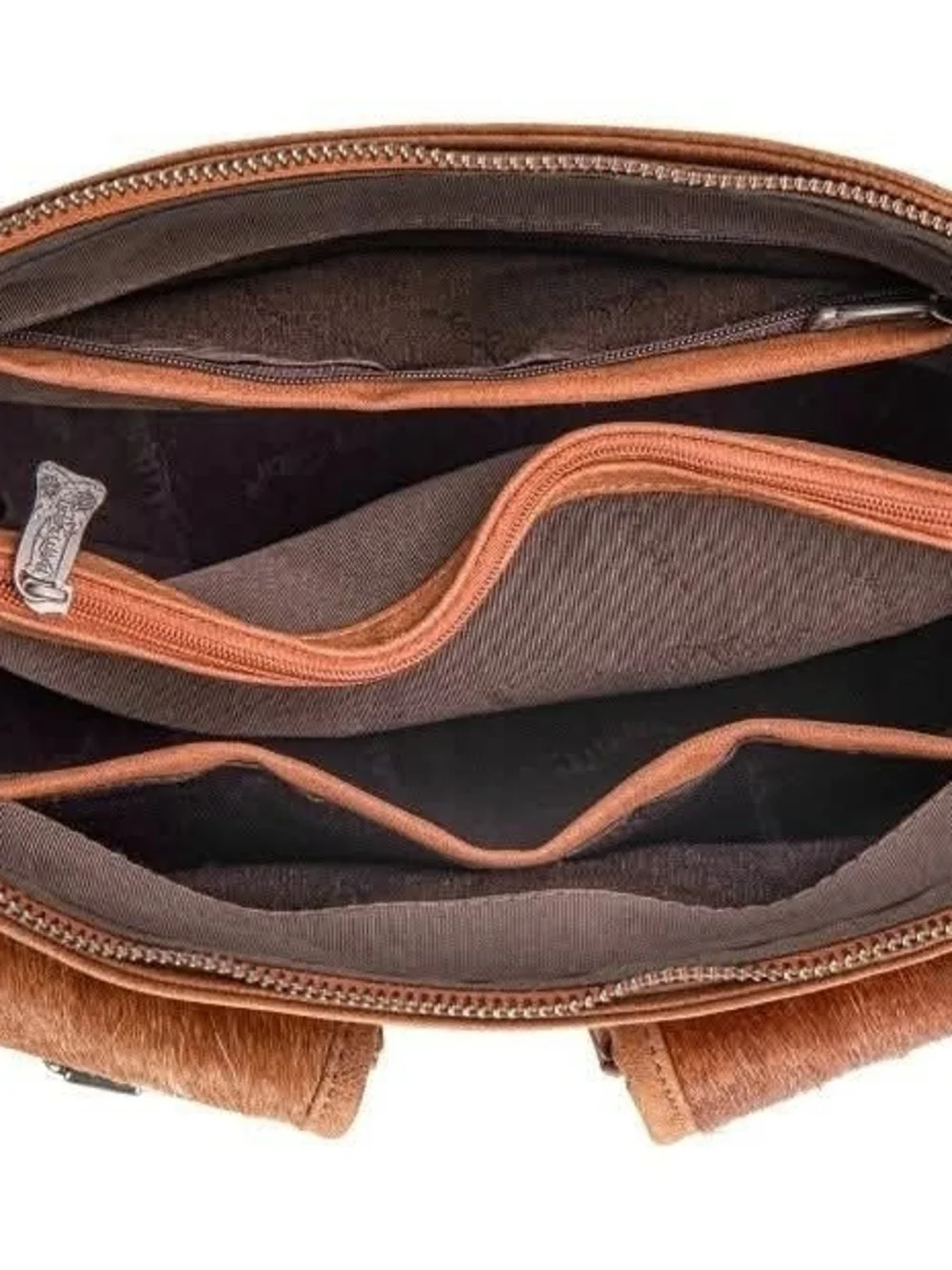 Trinity Ranch Tan Tooled Leather Hair On CCW Hobo Bag
